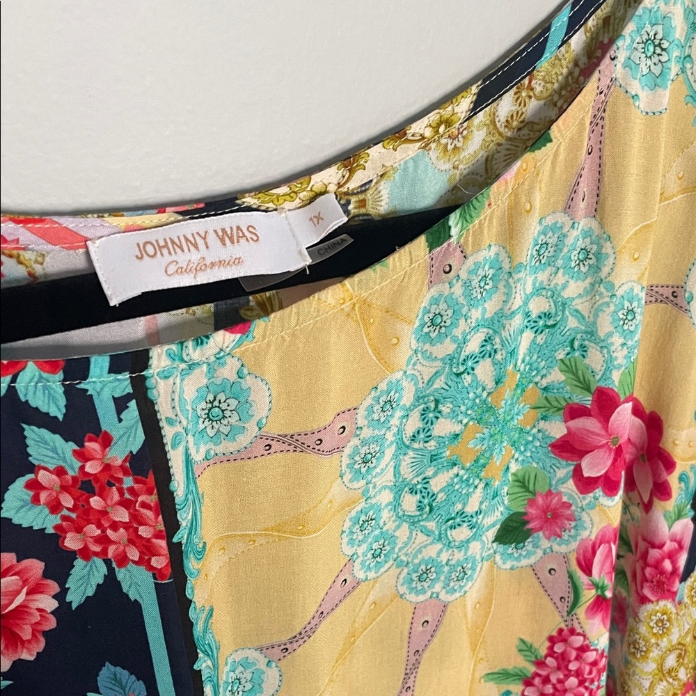 Johnny Was Japer Cocoon Midi Patchwork Floral Dre… - image 2